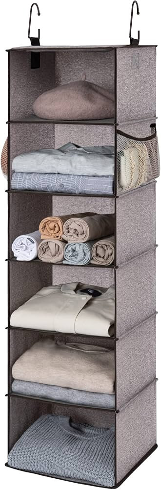 StorageWorks 6-Shelf Hanging Closet Organizer, Hanging Shelves for Closet, Fabric, Mixing of Brow... | Amazon (US)