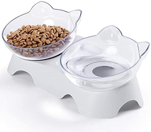 MILIFUN Cat Bowls, Cat Food Bowls Elevated Tilted, Anti Vomiting Kitty Bowl for Puppy and Bunny, ... | Amazon (US)