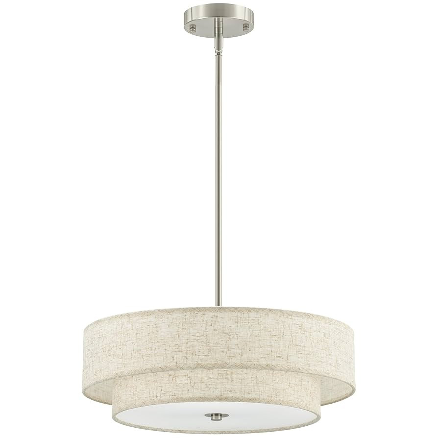 VONLUCE Modern Chandeliers, 18" Drum Chandeliers with 2-Layer Fabric Shade, 4-Light Pendant Light... | Amazon (US)