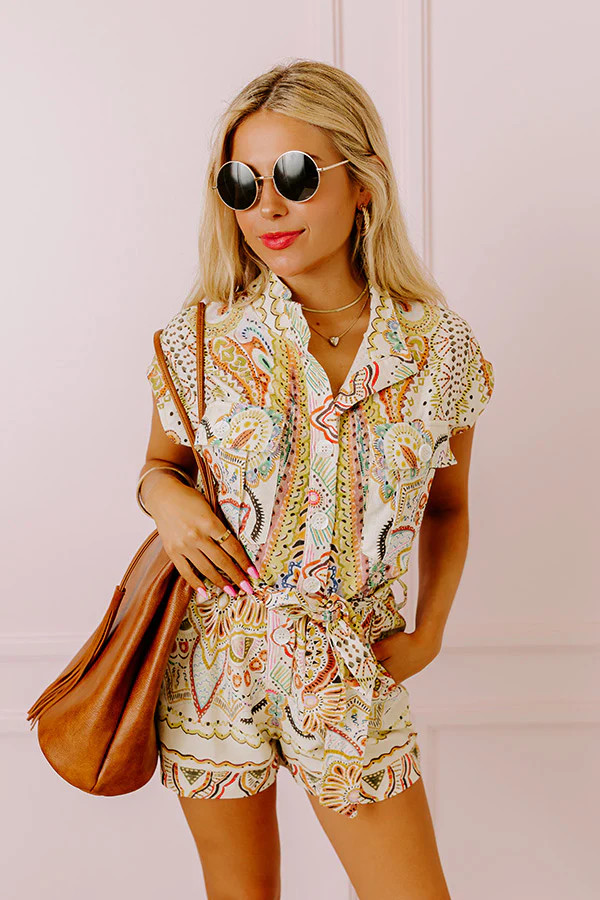 Front Porch Swing Linen-Blend Romper | Impressions Online Boutique