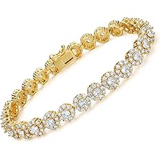 Gemsme 18K Yellow Gold/White Gold Plated Halo Bracelet Classic Hypoallergenic 3.5mm Cubic Zirconi... | Amazon (US)