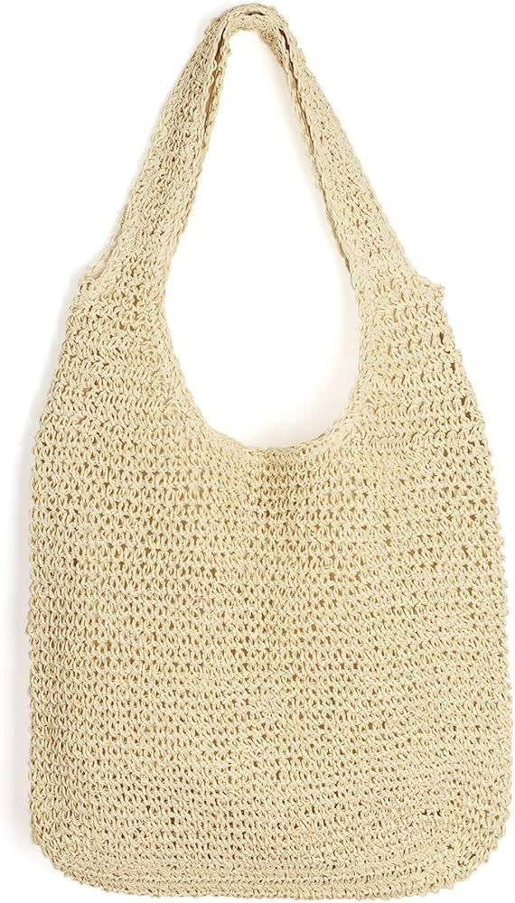Ayliss Women Straw Shoulder Bag Bucket Tote Summer Beach Woven Handmade Weaving Handbag | Amazon (US)