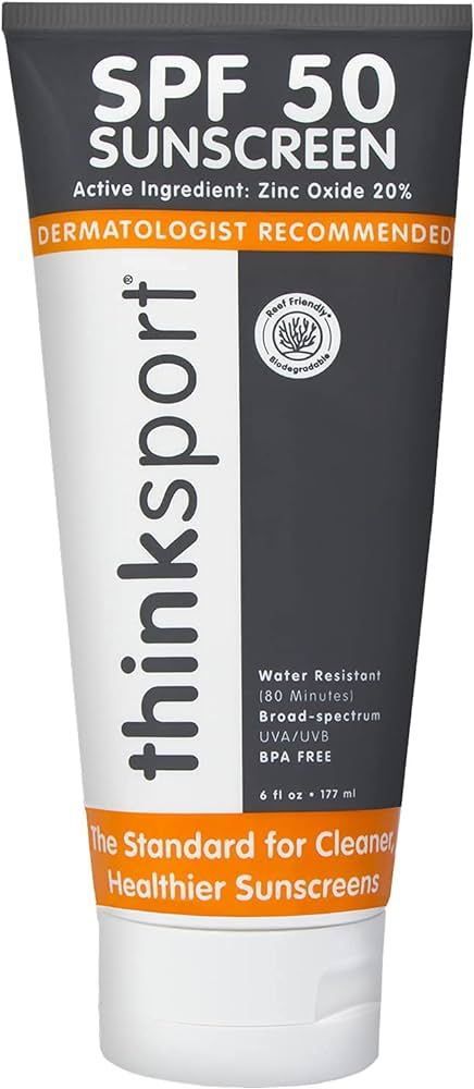 Thinksport SPF 50+ Mineral Sunscreen – Safe, Natural Sunblock for Sports & Active Use - Water R... | Amazon (US)