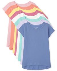 Girls Short Sleeve Basic Layering Tee 8-Pack | The Children's Place  - GUM DROP | The Children's Place