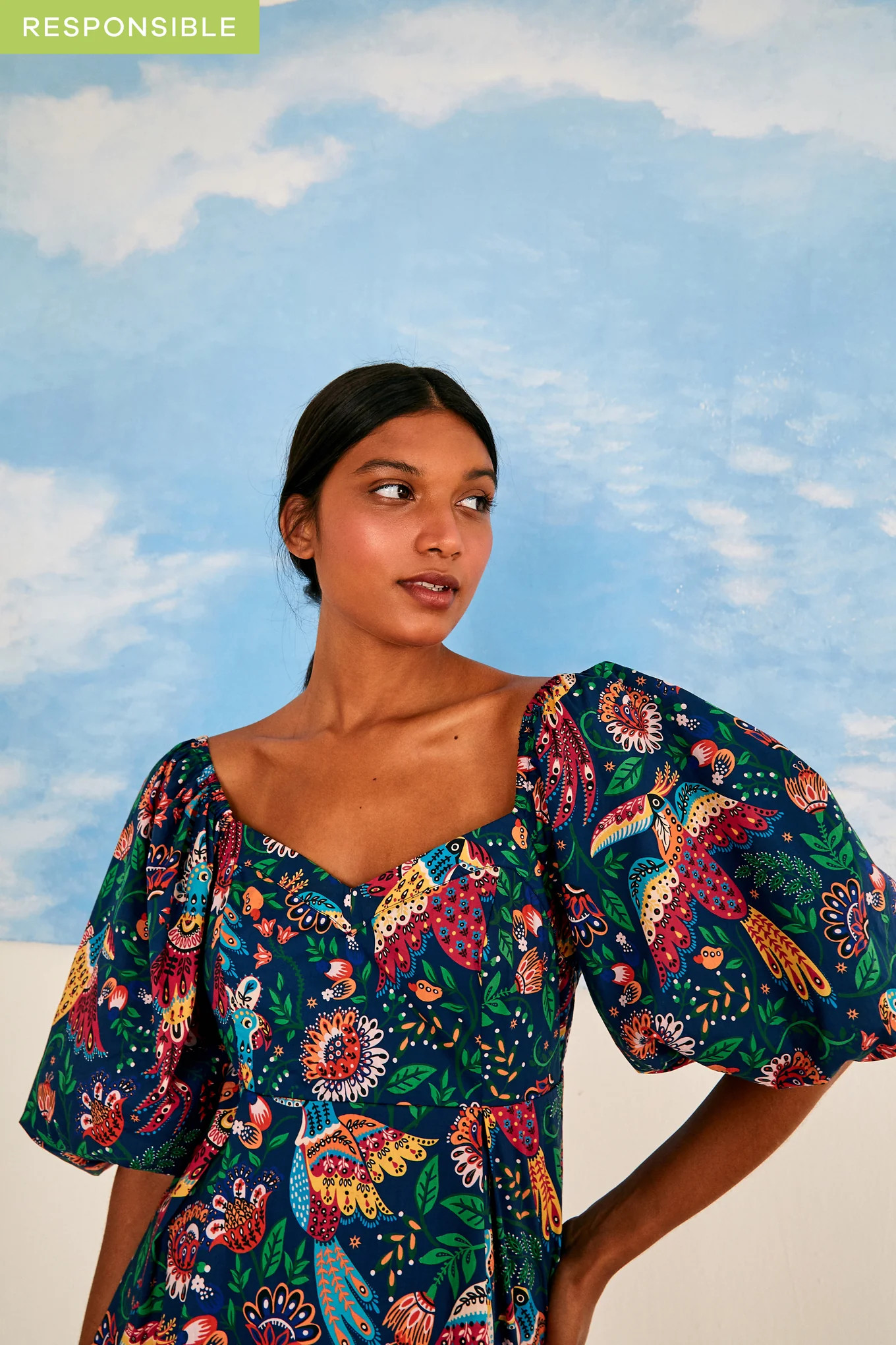 tropical birds blouse | FarmRio (US)