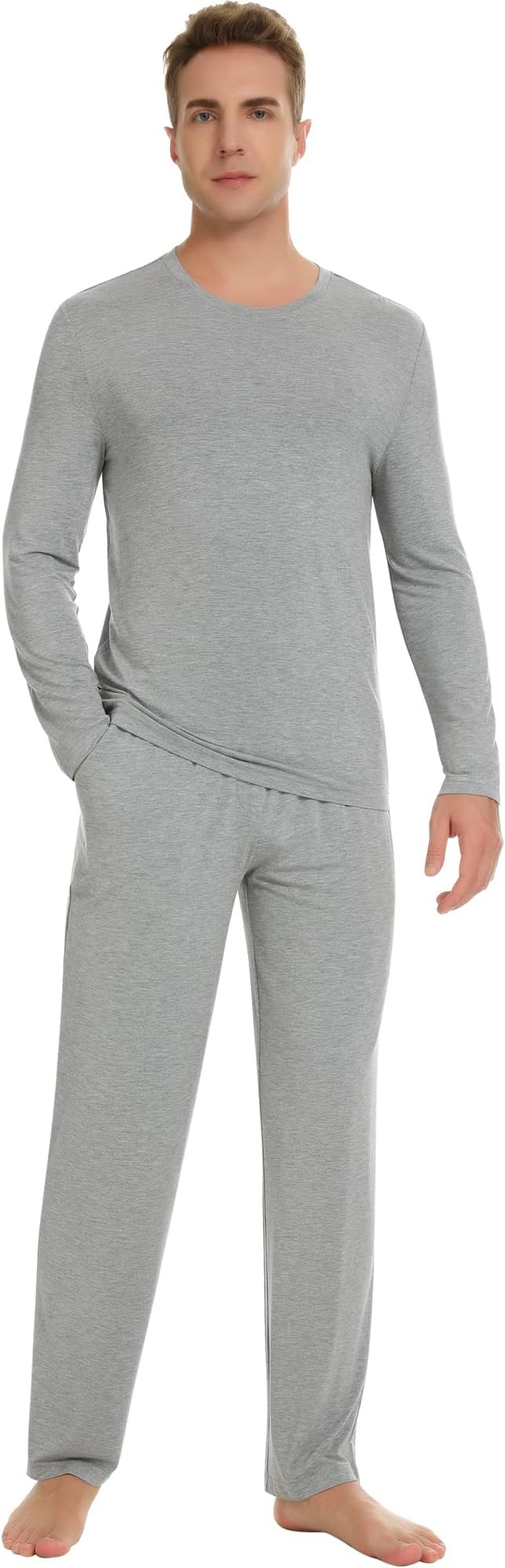 NACHILA Pajamas for Men-Viscose Made from Bamboo, Sleepwear Long Sleeve Pjs Sets Soft Loungewear ... | Amazon (US)
