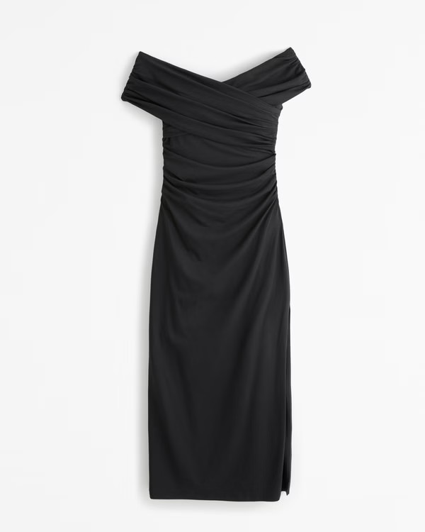 Off-The-Shoulder Knit Midi Dress | Abercrombie & Fitch (US)