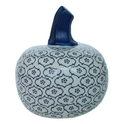 Small Blue And White Trellis Pumpkin | Wayfair North America