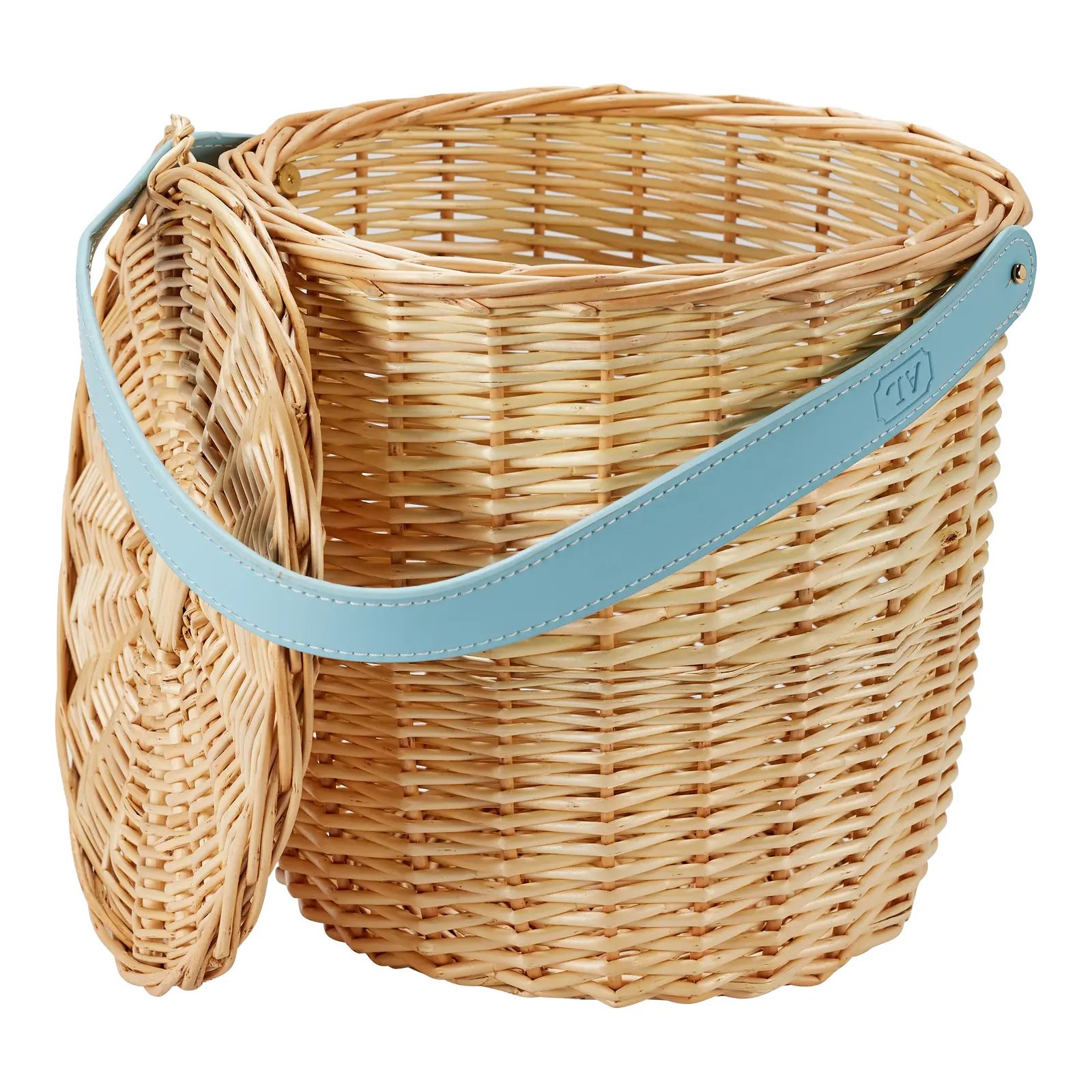 Birkin Rattan Basket, Light Blue | Chairish