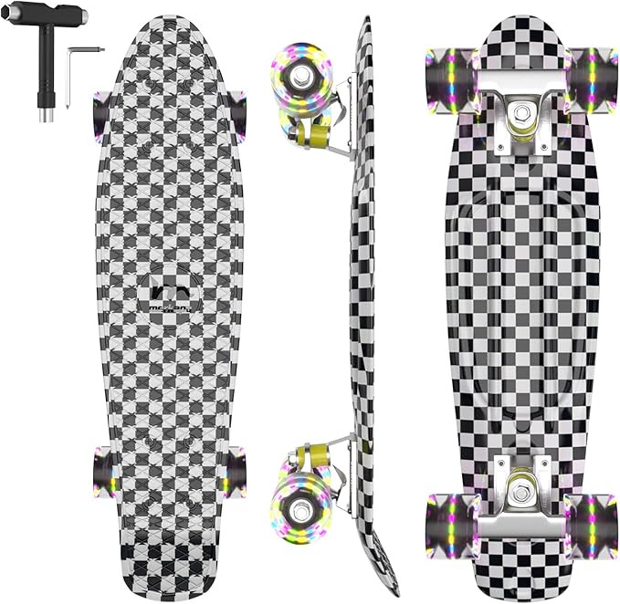 Merkapa 22" Complete Skateboard with Colorful LED Light Up Wheels for Beginners (Pink Spindift) | Amazon (US)