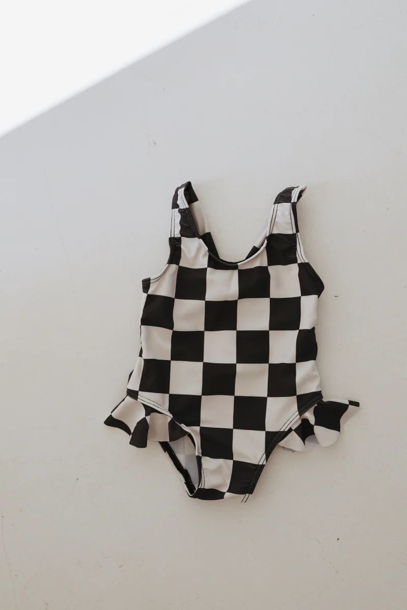 Black Checkerboard |  Sleeveless Swimsuit | Forever French