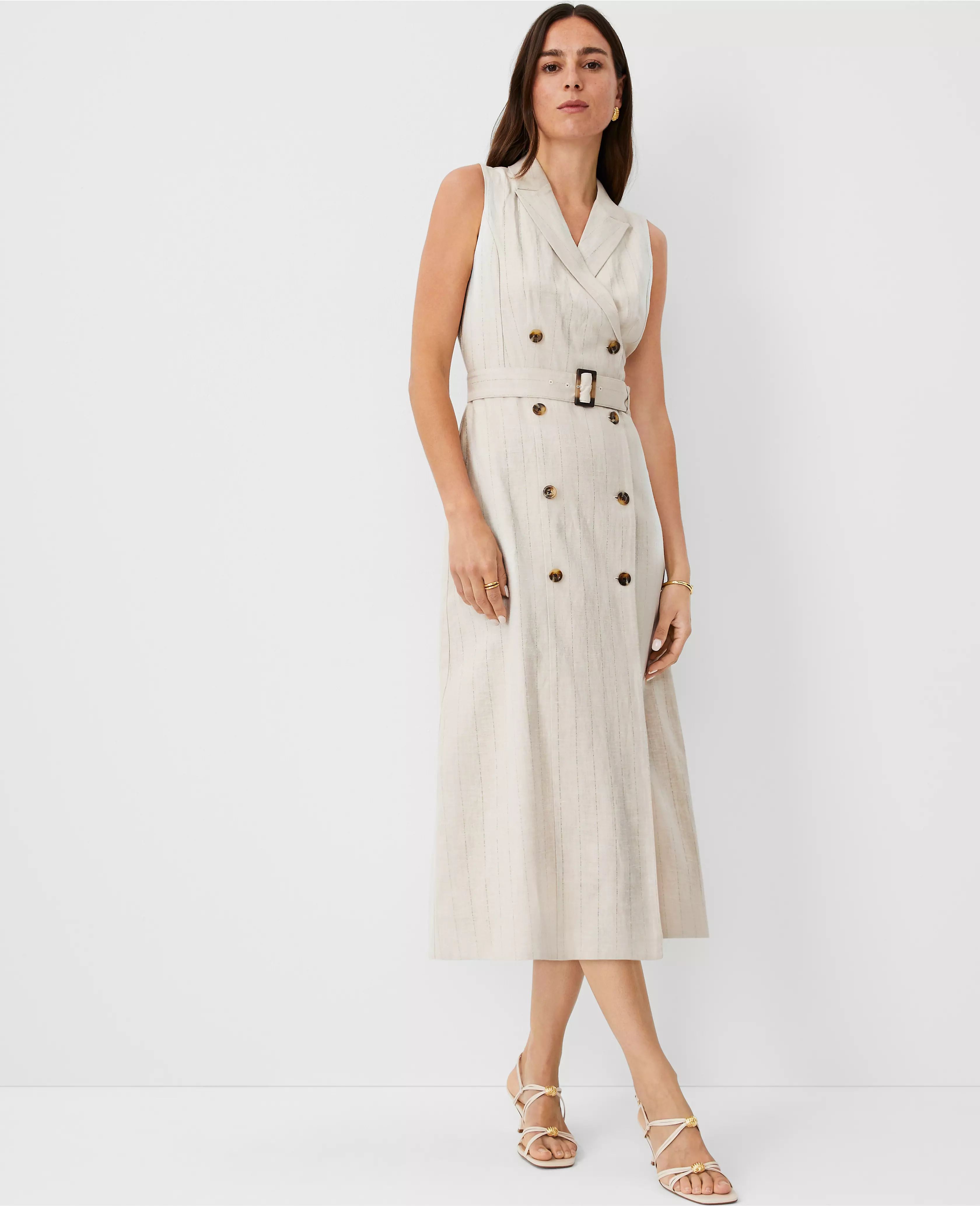 Pinstripe Double Breasted Wrap Dress | Ann Taylor (US)