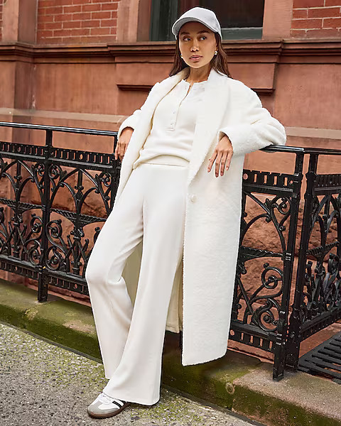 High Waisted Waffle Pull On Flare Pant | Express