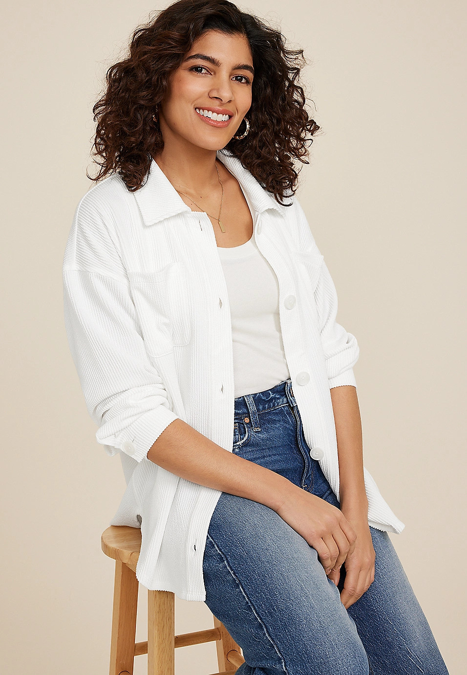 Wavy Ribbed Shacket | Maurices