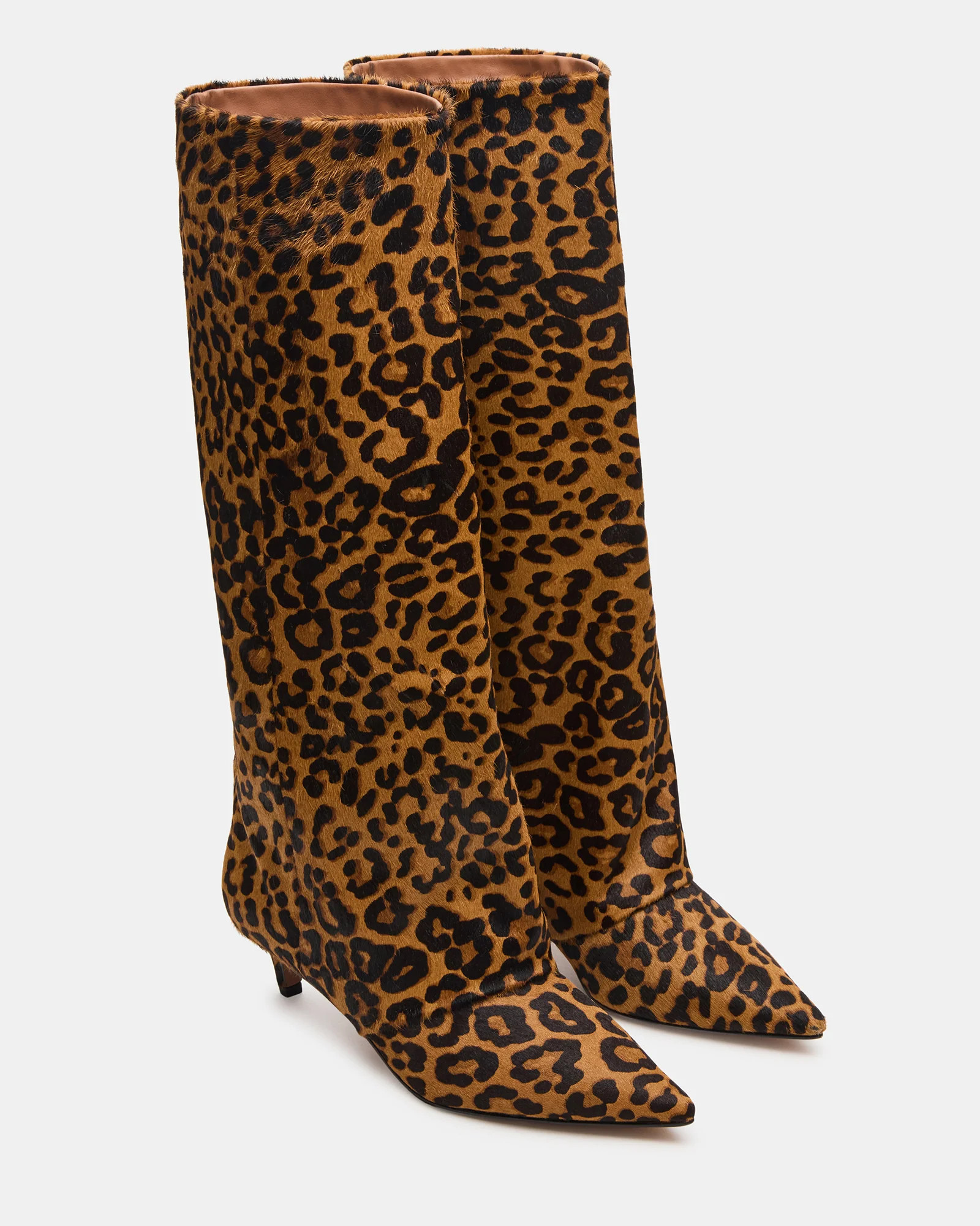 LUCA Leopard Pointed-Toe Cuffed Kitten Heel Women's Boot | Steve Madden (US)