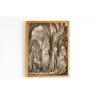 Vintage Church Interior Art Print | Medieval Cathedral Artwork | Etsy (US)