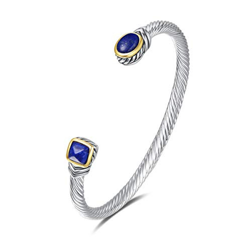 UNY Jewel Bracelet Designer Brand Inspired Women Jewelry 4.5mm Thin Twisted Cable Wire Bangle Gem... | Amazon (US)