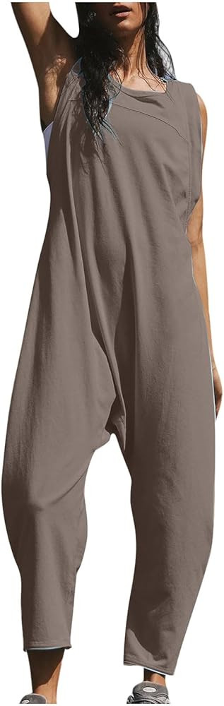 Rompers for Women 2024, Casual Back Twist Sleeveless Jumpsuits Baggy One Piece Overalls Oversized... | Amazon (US)