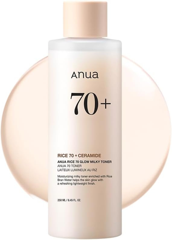 Anua Rice 70 Glow Milky Toner, Glass & Dewy Skin, Hydrating & Barrier Care, Rice Water, Niacinami... | Amazon (US)