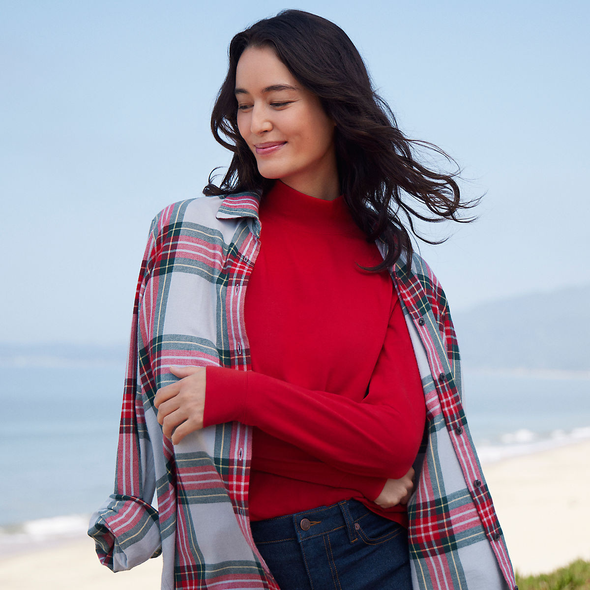 Women's Flannel Boyfriend Fit Long Sleeve Shirt | Lands' End (US)