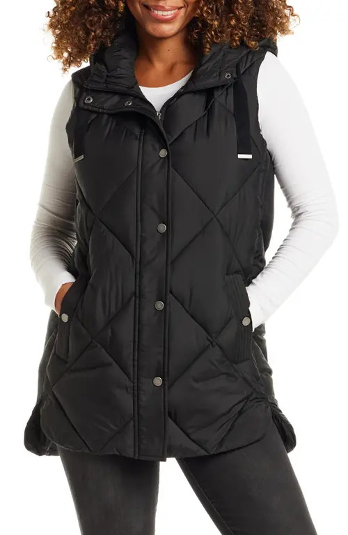 Gallery Quilted Hooded Puffer Vest in Black at Nordstrom, Size Large | Nordstrom