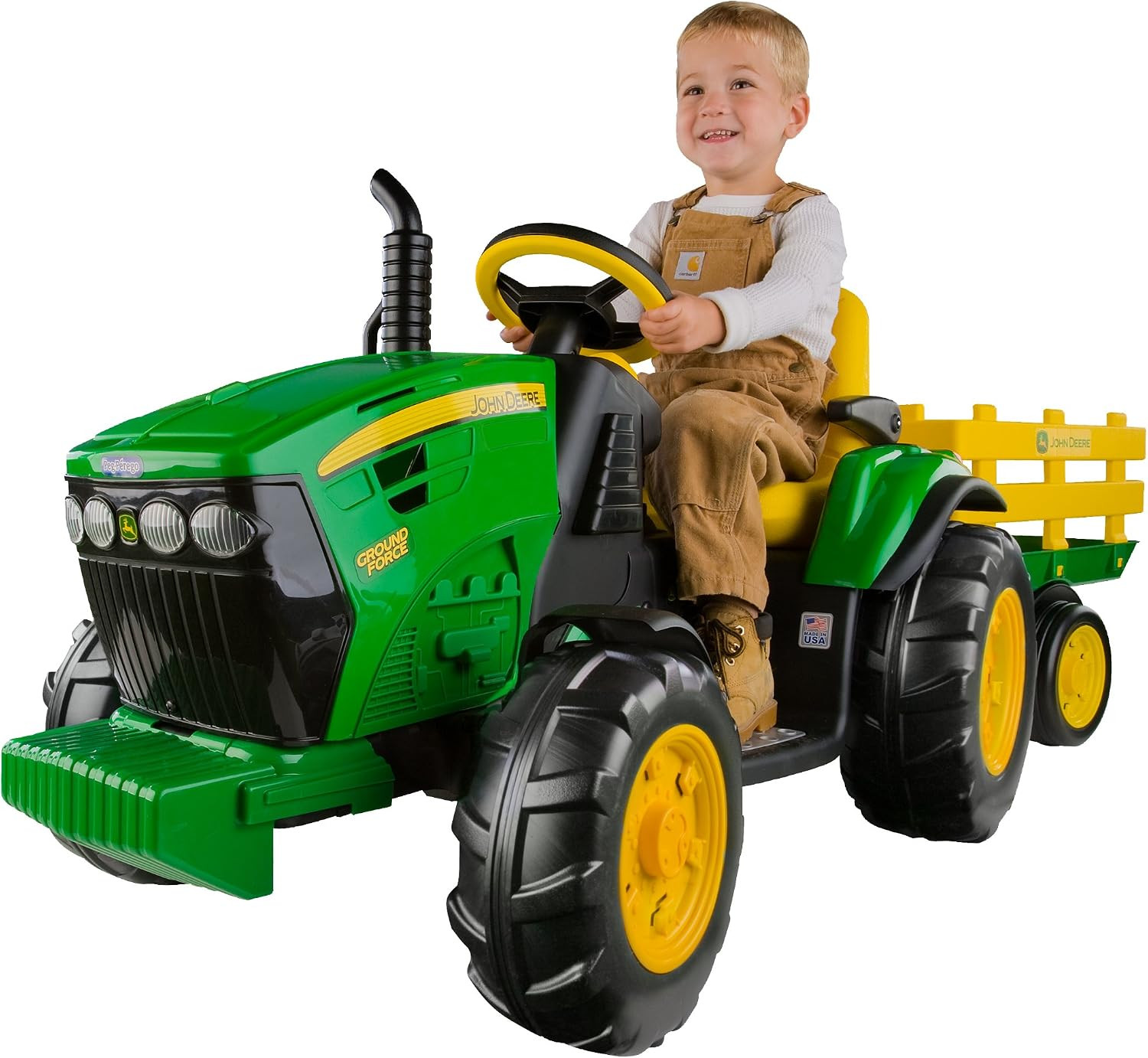 Peg Perego John Deere Ground Force Extra-Large 12 volt Ride-On Tractor with Trailer & FM Radio, Durable Design for Kids Ages 3-7 | Amazon (US)