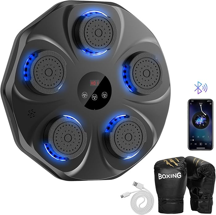 Music Boxing Machine, Interactive Punching Trainer with Boxing Gloves, Large Size Wall Mounted El... | Amazon (US)