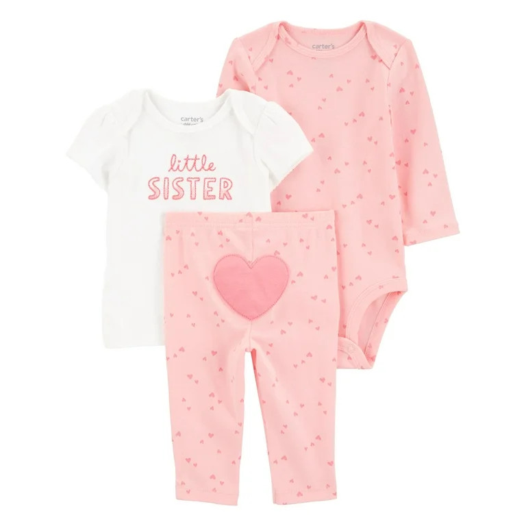 Carter's Child of Mine Baby Girl Outfit Set, 3-Piece, Sizes 0/3-24 Months - Walmart.com | Walmart (US)