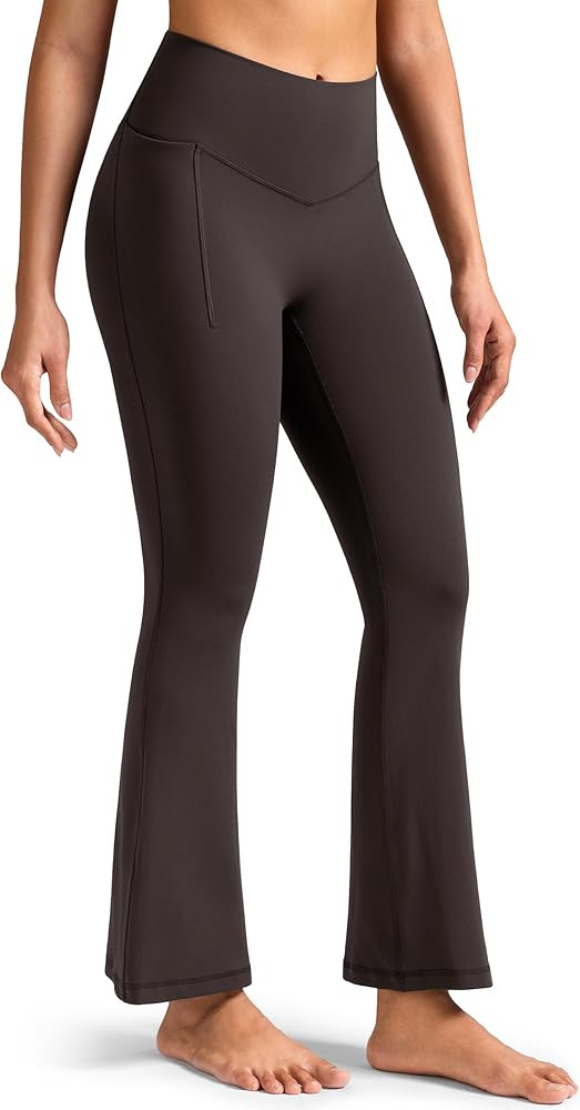 Colorfulkoala Dreamlux No Front Seam Flare Leggings for Women, High Waist Yoga Pants with Pocket ... | Amazon (US)