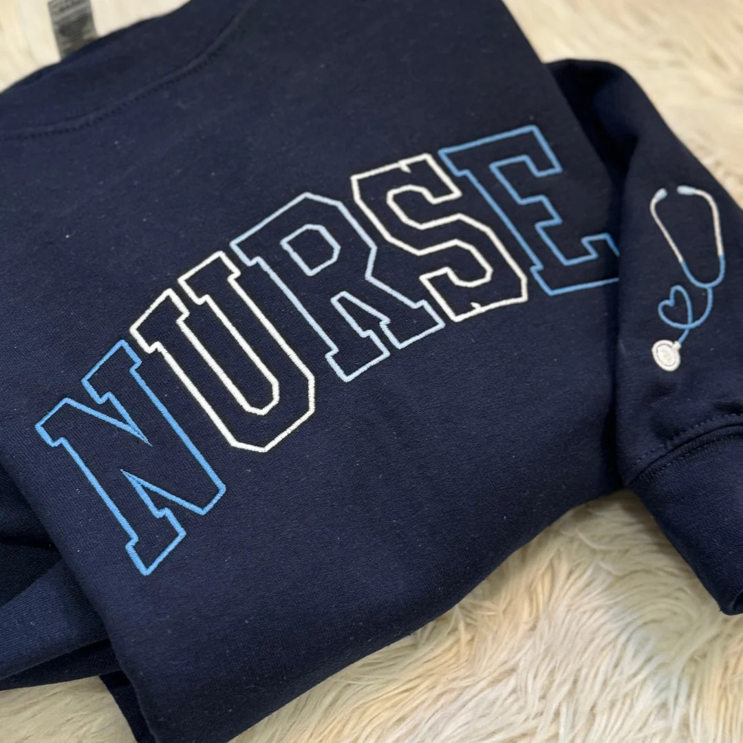 Embroidered NURSE Athletic Block Gemma Sweatshirt | Nurse Pullover Sweatshirt | Gift for Grad | N... | Etsy (US)