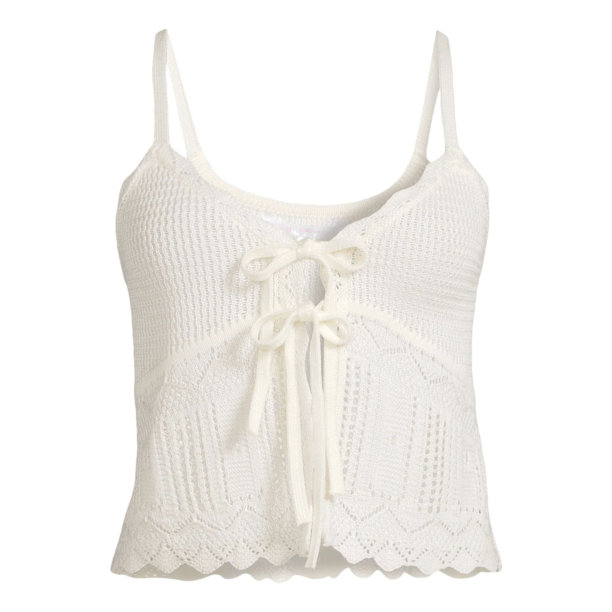 No Boundaries Juniors’ Tie Front Crochet Vest, Sizes XS-XXXL | Walmart (US)