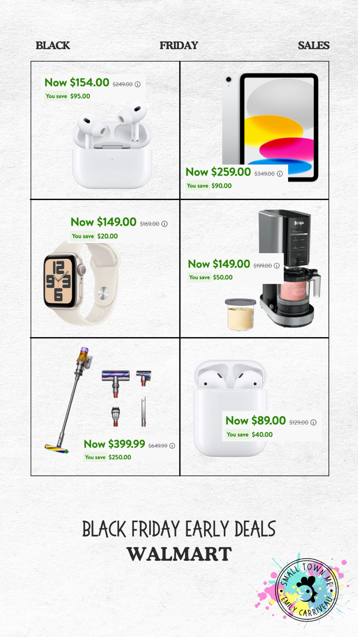 Black Friday early deals Walmart!
iPad, AirPods, Apple Watch all on sale!
Dyson vacuum ninja creamy on sale 

#LTKGiftGuide #LTKHoliday #LTKCyberWeek
