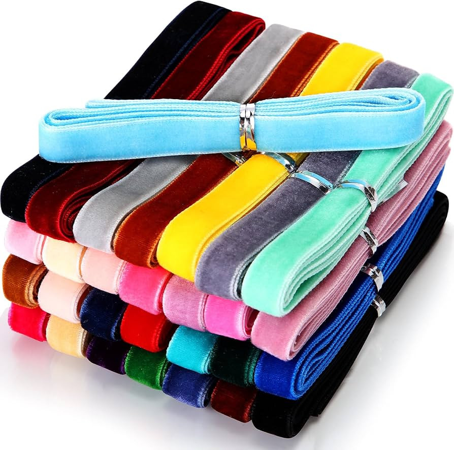 Syhood 30 Yards 3/8" Velvet Ribbon Assorted Colors Bulk for Gift Wrapping Craft DIY Hair Bow Tree... | Amazon (US)