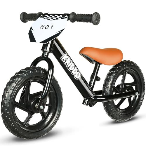 KRIDDO Toddler Balance Bike 2 Year Old,12 Inch Push Bicycle with Customize Plate (3 Sets of Stickers Included), Steady Balancing, Gift Bike for 2-5 Boys Girls, Black | Amazon (US)