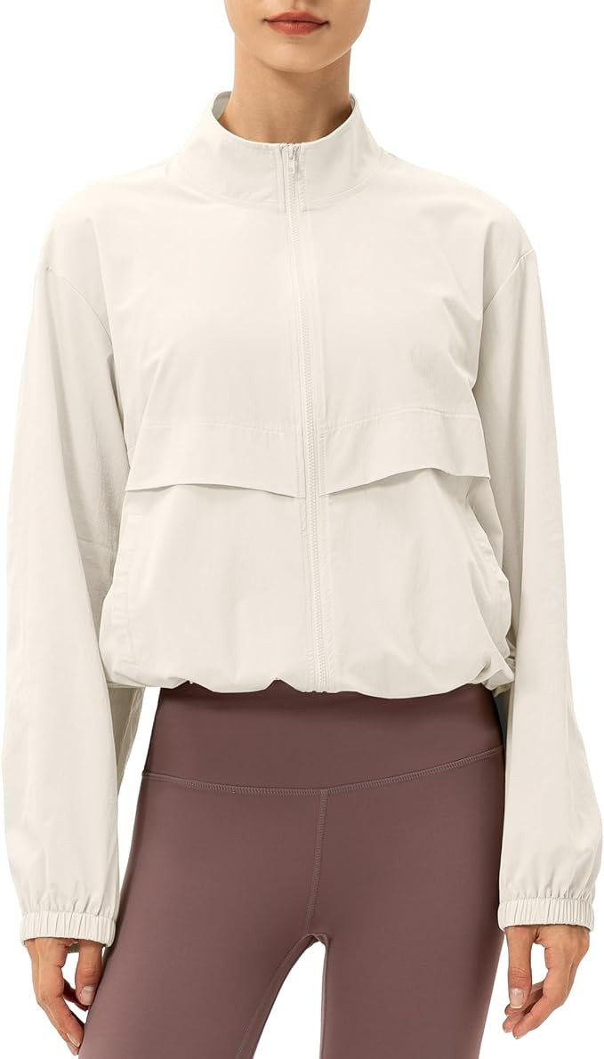 Women's Lightweight Zip Up Athletic Workout Jacket Stand Collar Sun Protection Shirts Outdoor Jac... | Amazon (US)