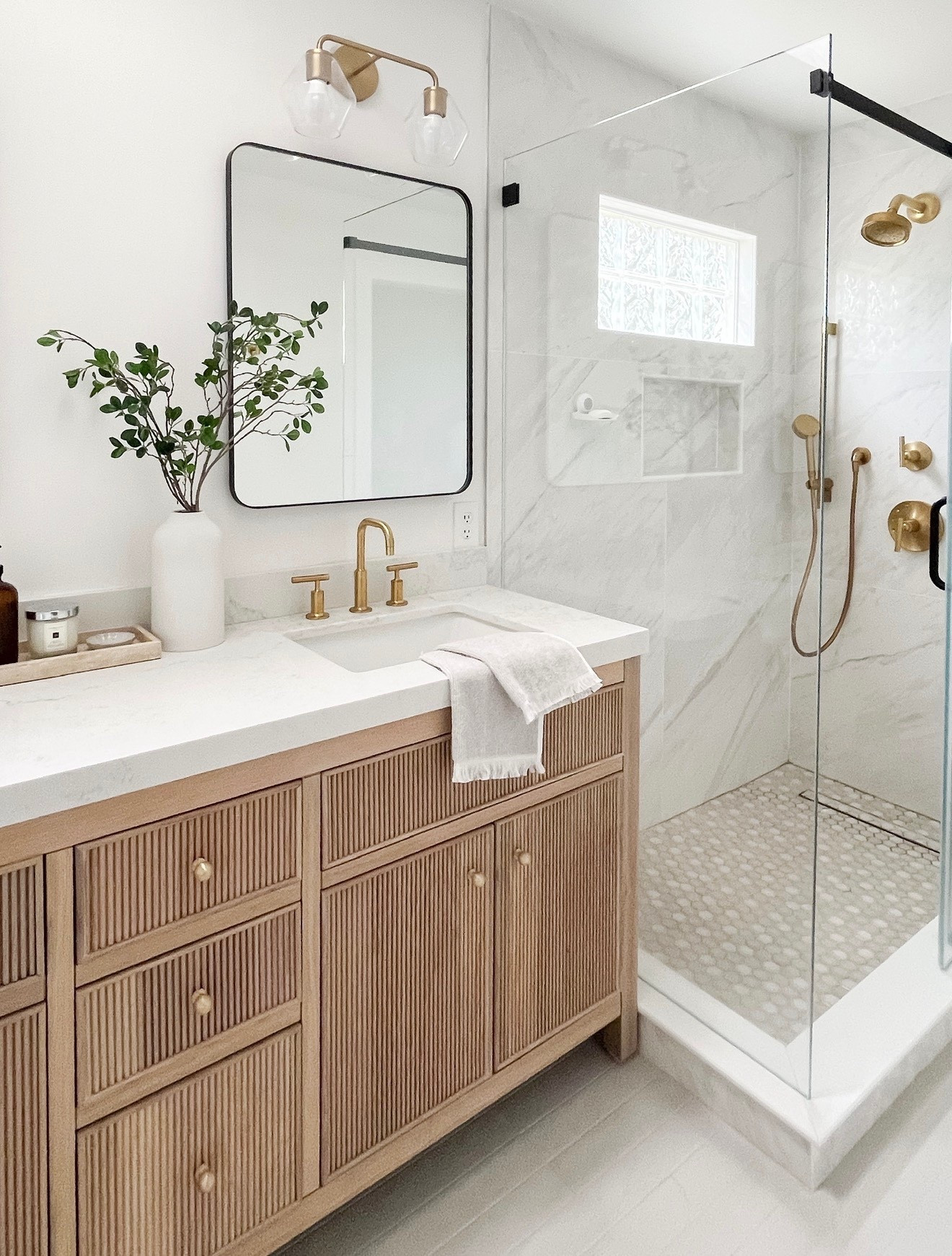 This entire bathroom is from Wayfar! Wayfair is my go-to brand for everything needed for a diverse and affordable range of bathroom and kitchen upgrades! Mixing high and low without breaking the bank to an achieve a high end look is one of my favorite parts of the design process!

@wayfair #wayfair #wayfairpartner #ad

#LTKHome #LTKSaleAlert