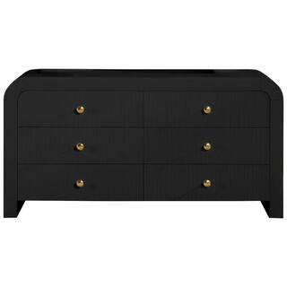 Bellagio 62.5 in. L x 20 in. D x 32 in. H Black 6 Drawer Dresser | The Home Depot