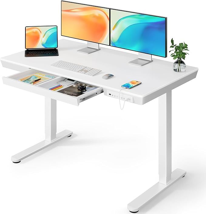 ErGear Electric Standing Desk, 48 x 24 inch Standing Desk with Drawer, Sit Stand Desk with Preass... | Amazon (US)