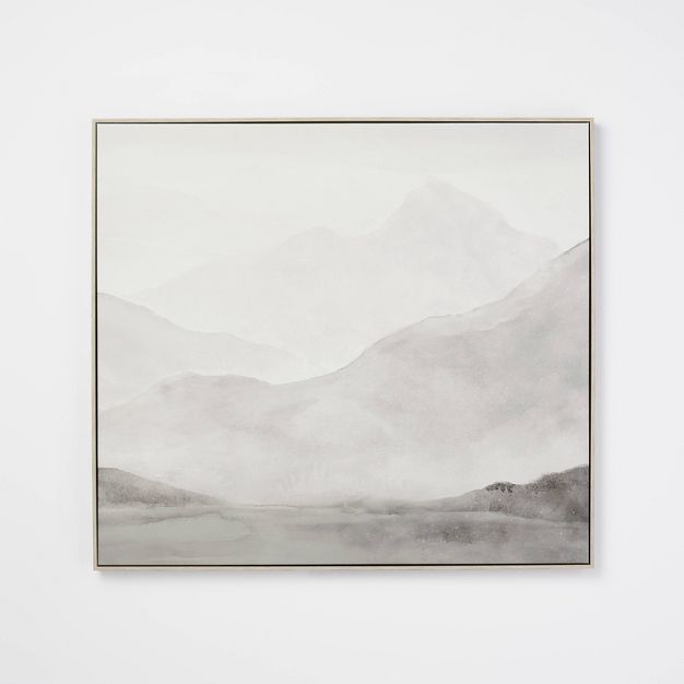 40&#34; x36&#34; Layered Mountains Framed Canvas Gray - Threshold&#8482; designed with Studio McG... | Target