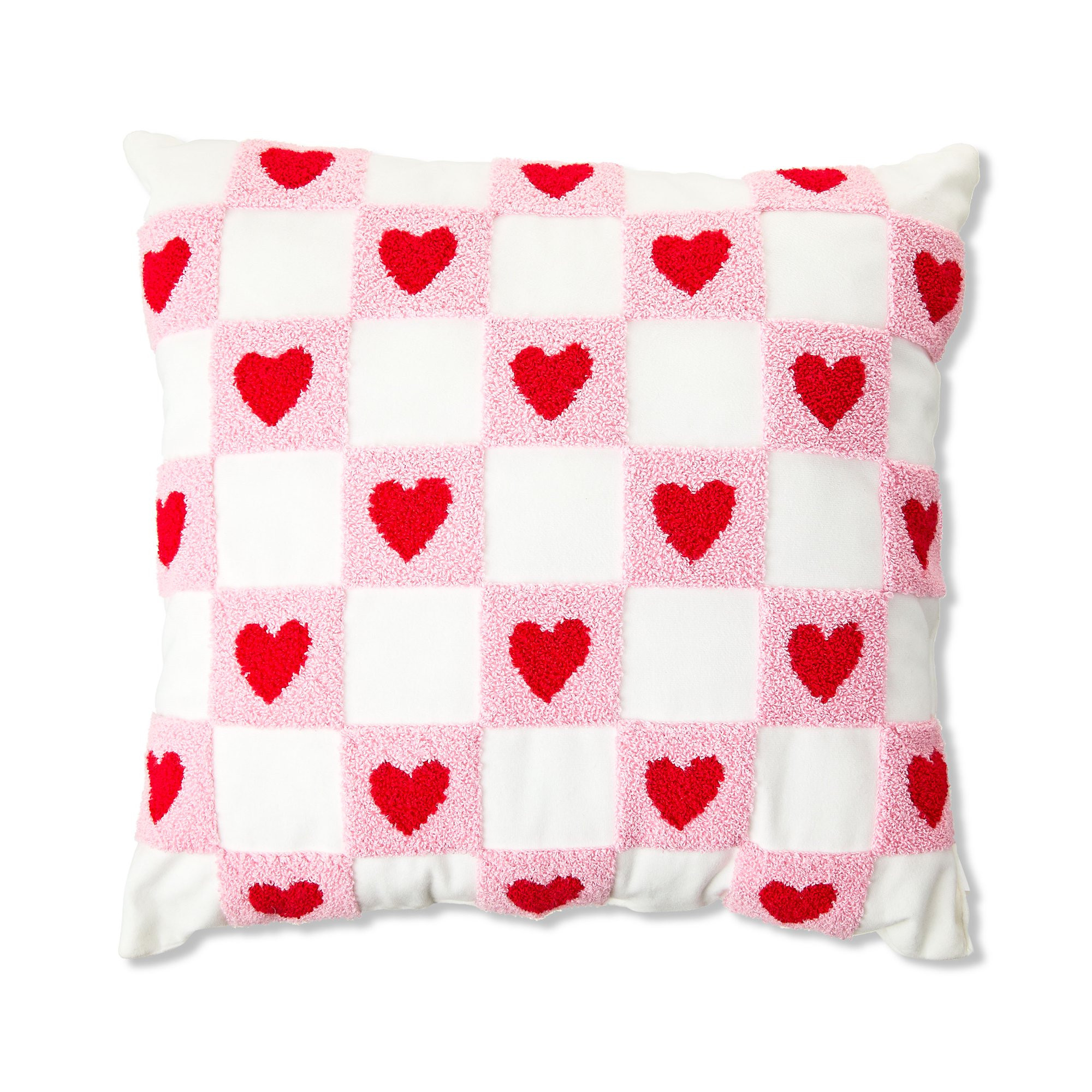 Valentine's Day Red, White & Pink Checkered Heart Decorative Throw Pillow, 17", by Way To Celebra... | Walmart (US)