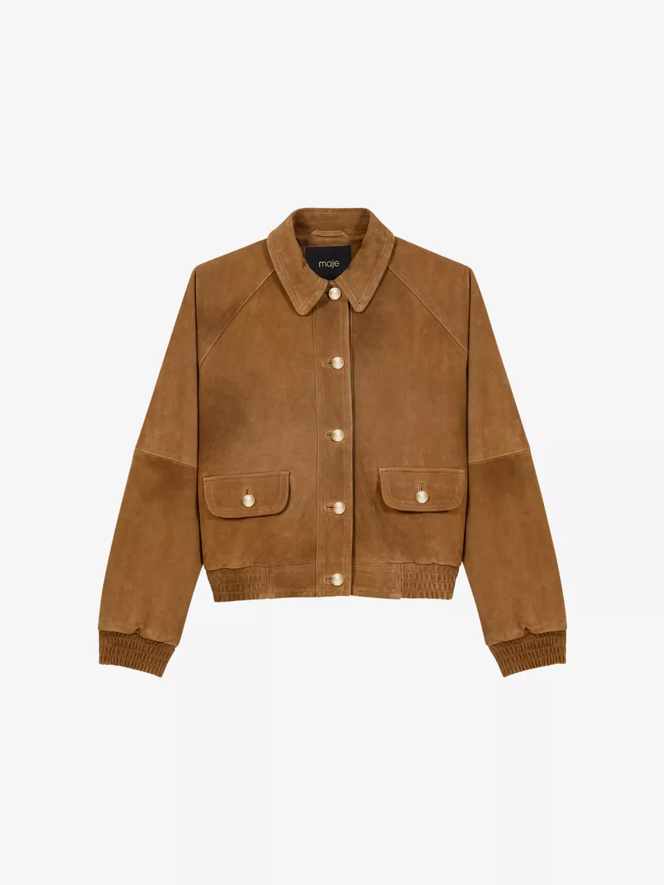 MAJE - Relaxed-Fit Side-Pocket Suede Jacket | Camel | Selfridges.com | Selfridges