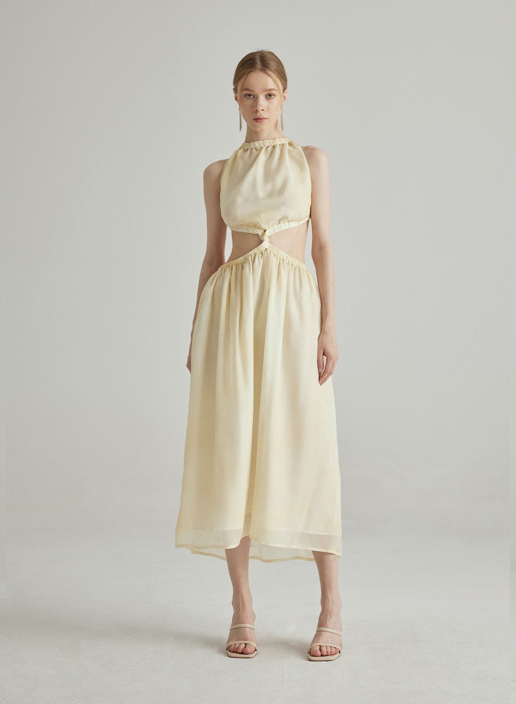 Mellow Cut-Out Halterneck Silk Maxi Dress | Silk Maison