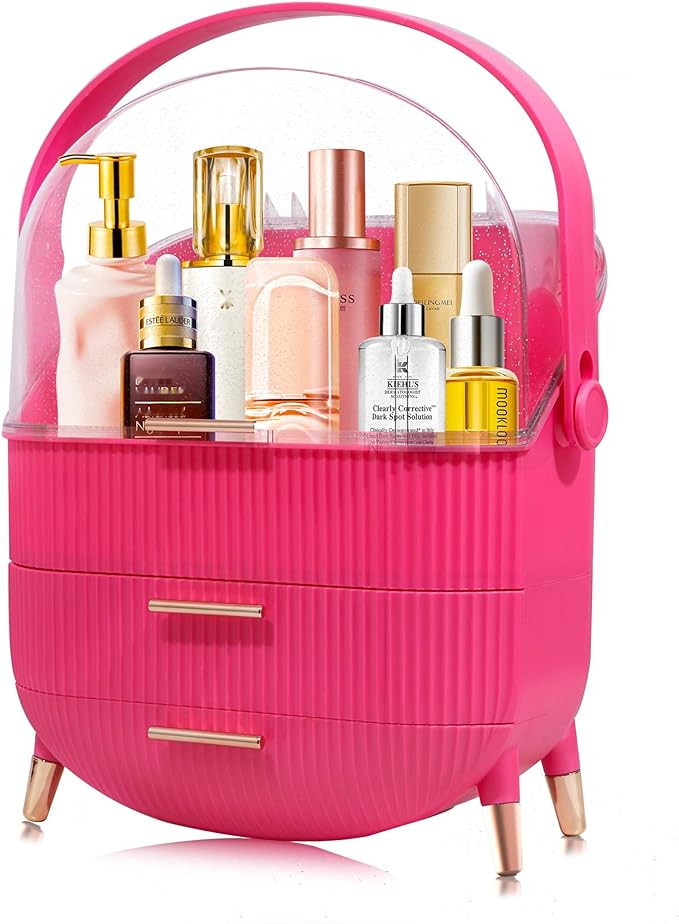 MASSY Egg Shape(Oval) Makeup Storage Box, Countertop Portable Vanity Cosmetics Organizer Preppy | Amazon (US)