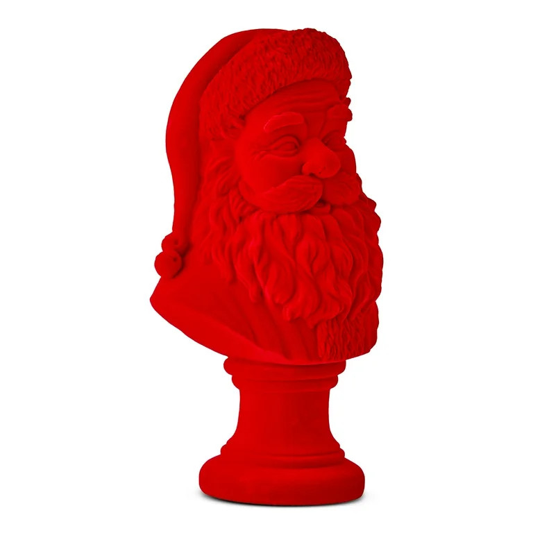 Flocked Santa Bust Christmas Tabletop Decoration, Red, 8", by Holiday Time | Walmart (US)