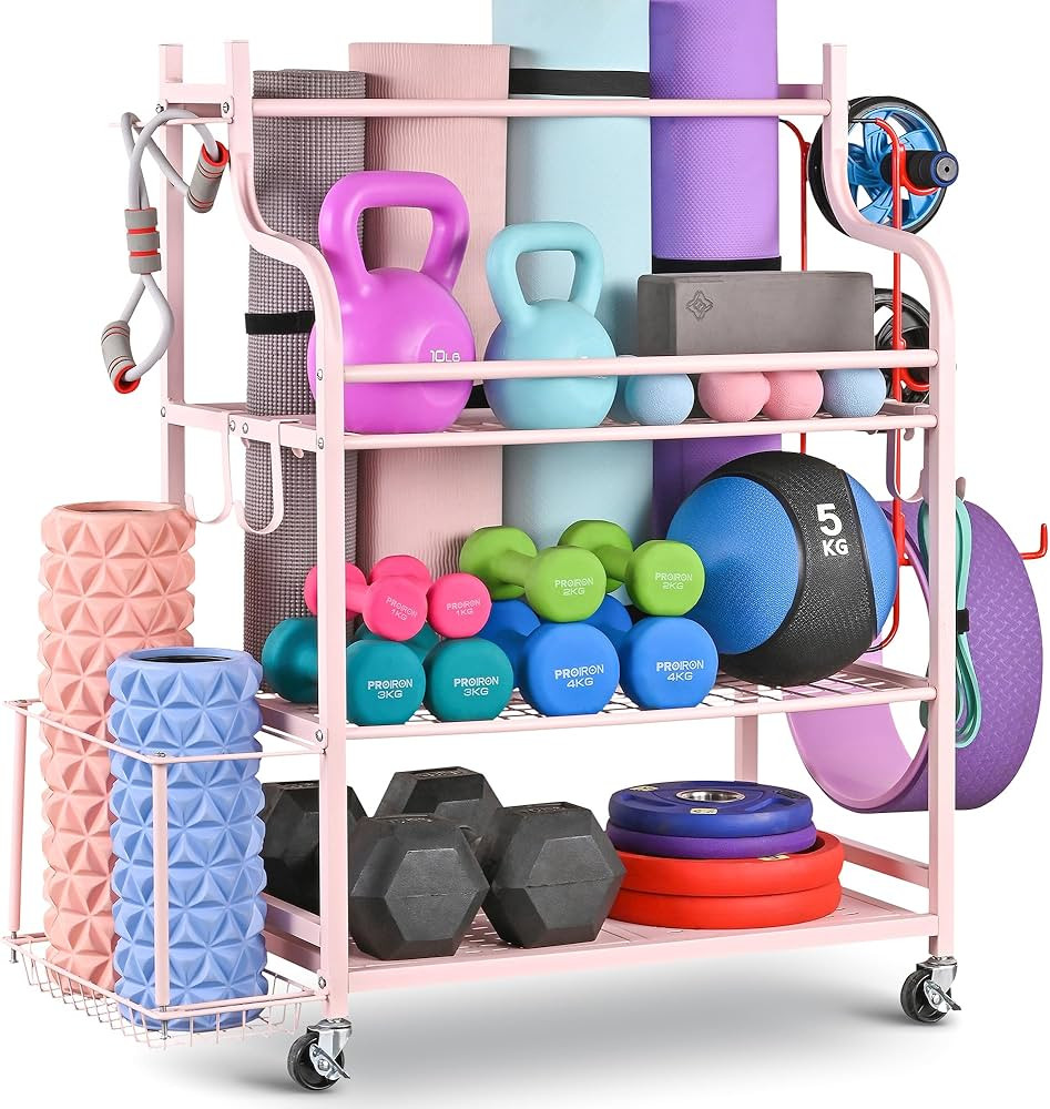 Mythinglogic Yoga Mat Storage Racks,Home Gym Storage Rack for Dumbbells Kettlebells Foam Roller, ... | Amazon (US)