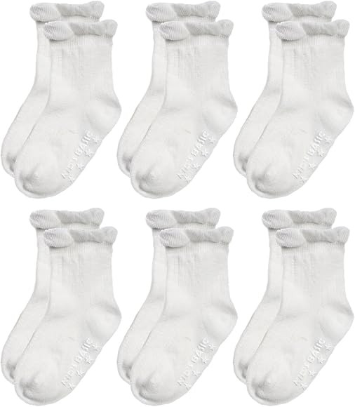 Epeius Baby-Girls Non Slip Ruffle Frilly Ankle Socks Pointelle (Pack of 3/6) | Amazon (US)