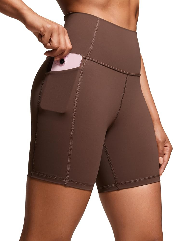 CRZ YOGA Women's Naked Feeling Biker Shorts with Pockets 6'' - High Waisted Yoga Gym Workout Span... | Amazon (US)