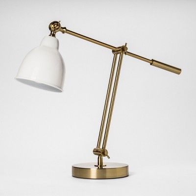 22" x 7" Metal Task Table Lamp Gold/White - Threshold™ | Target