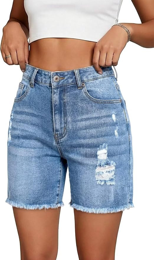 Women Shorts Casual Stretchy High Waisted Jean Short Cut Off Denim Shorts Trendy | Amazon (US)