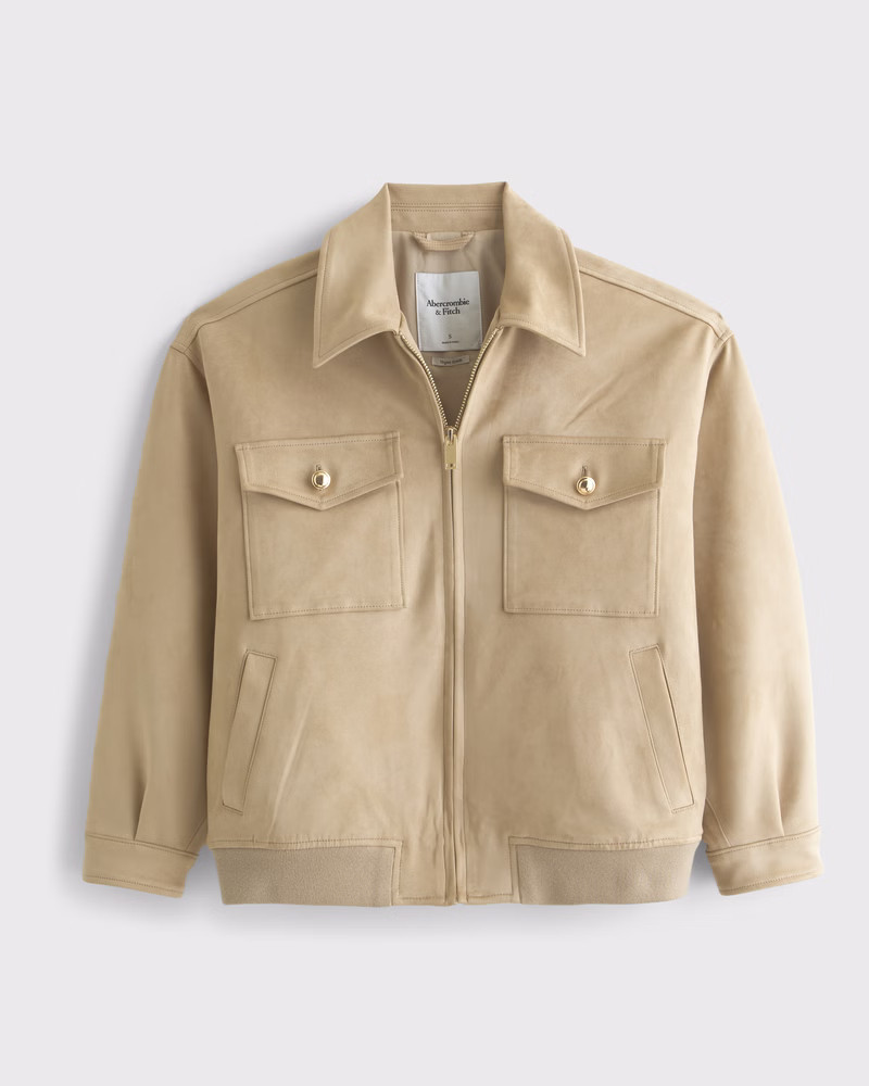 Vegan Suede Bomber Jacket | Abercrombie & Fitch (UK)